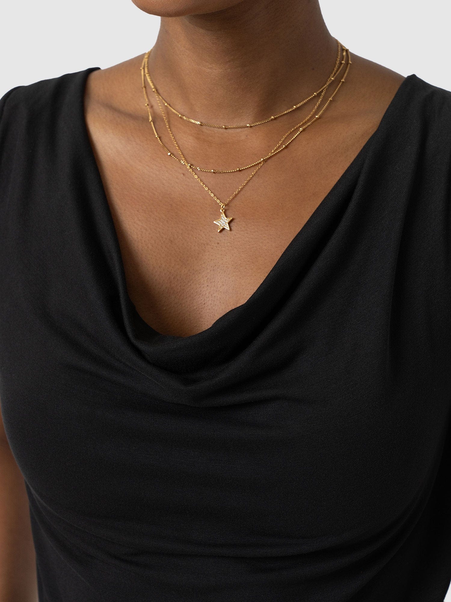 Cowl Neck Cami Black - Women's T-Shirts | Saint + Sofia® USA